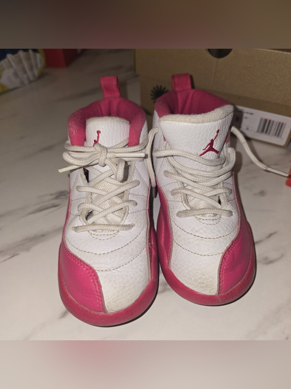 Air Jordan 12 Retro Toddler Girls Sneakers Size 10C Vivid Pink White